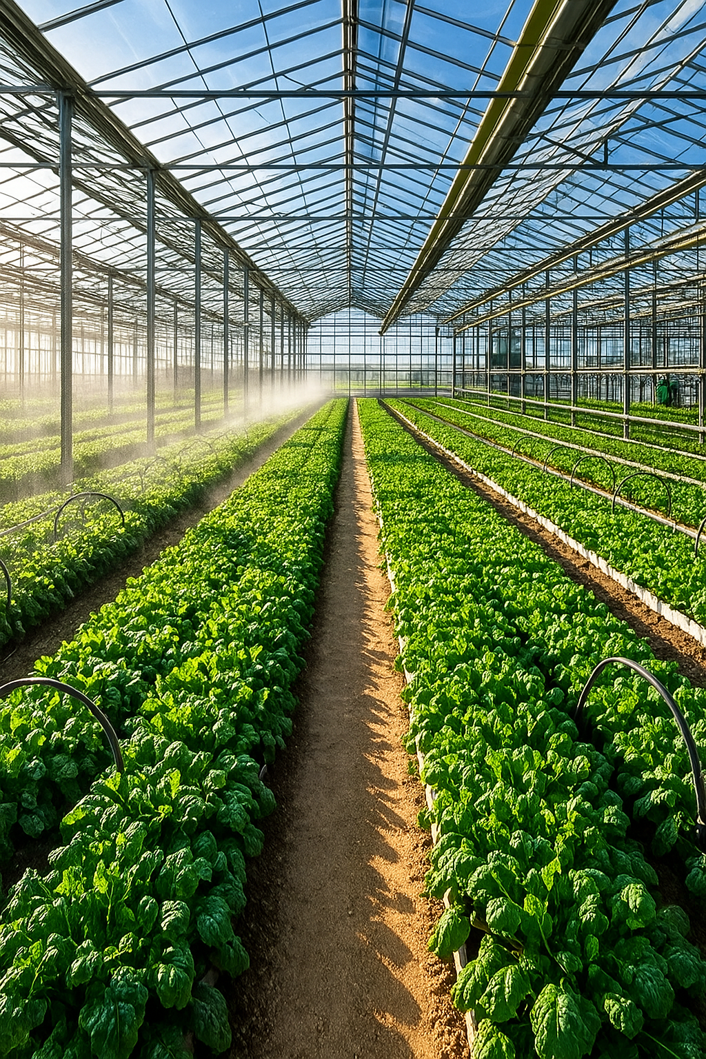 Cultivo hidropónico en un moderno invernadero