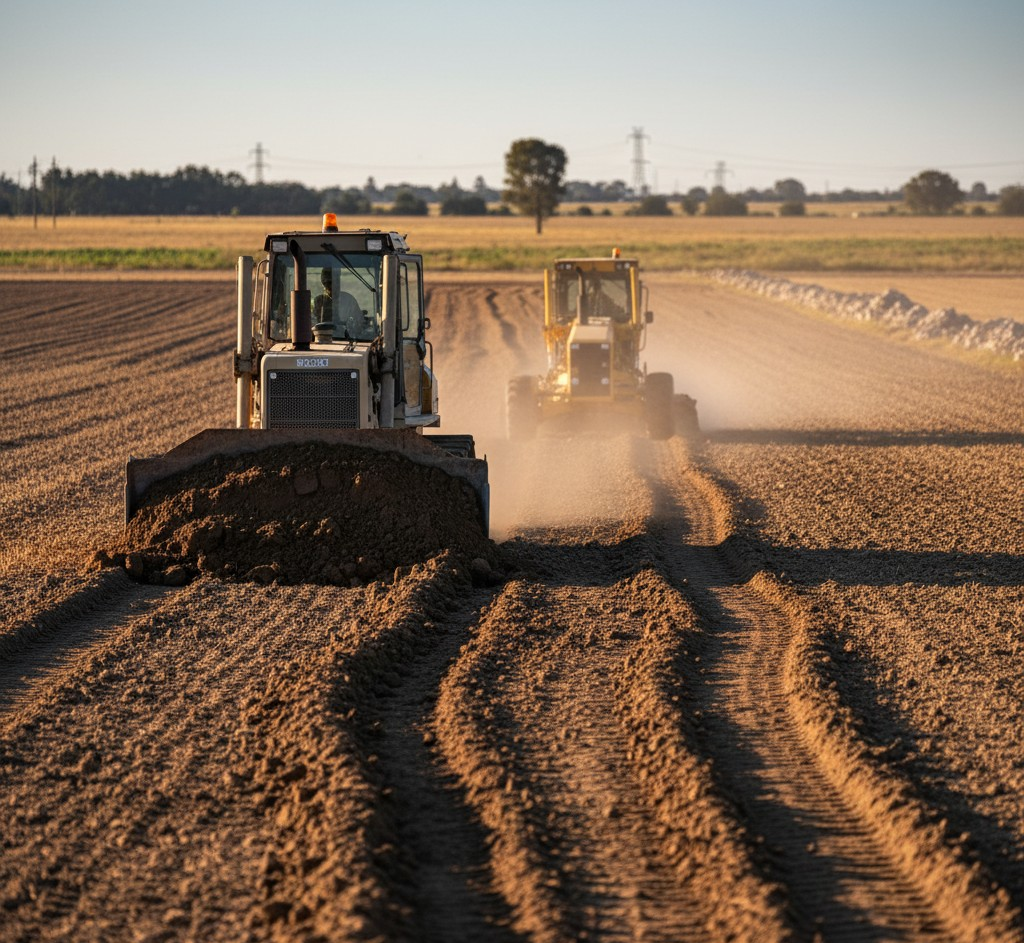 Preparación del terreno con maquinaria